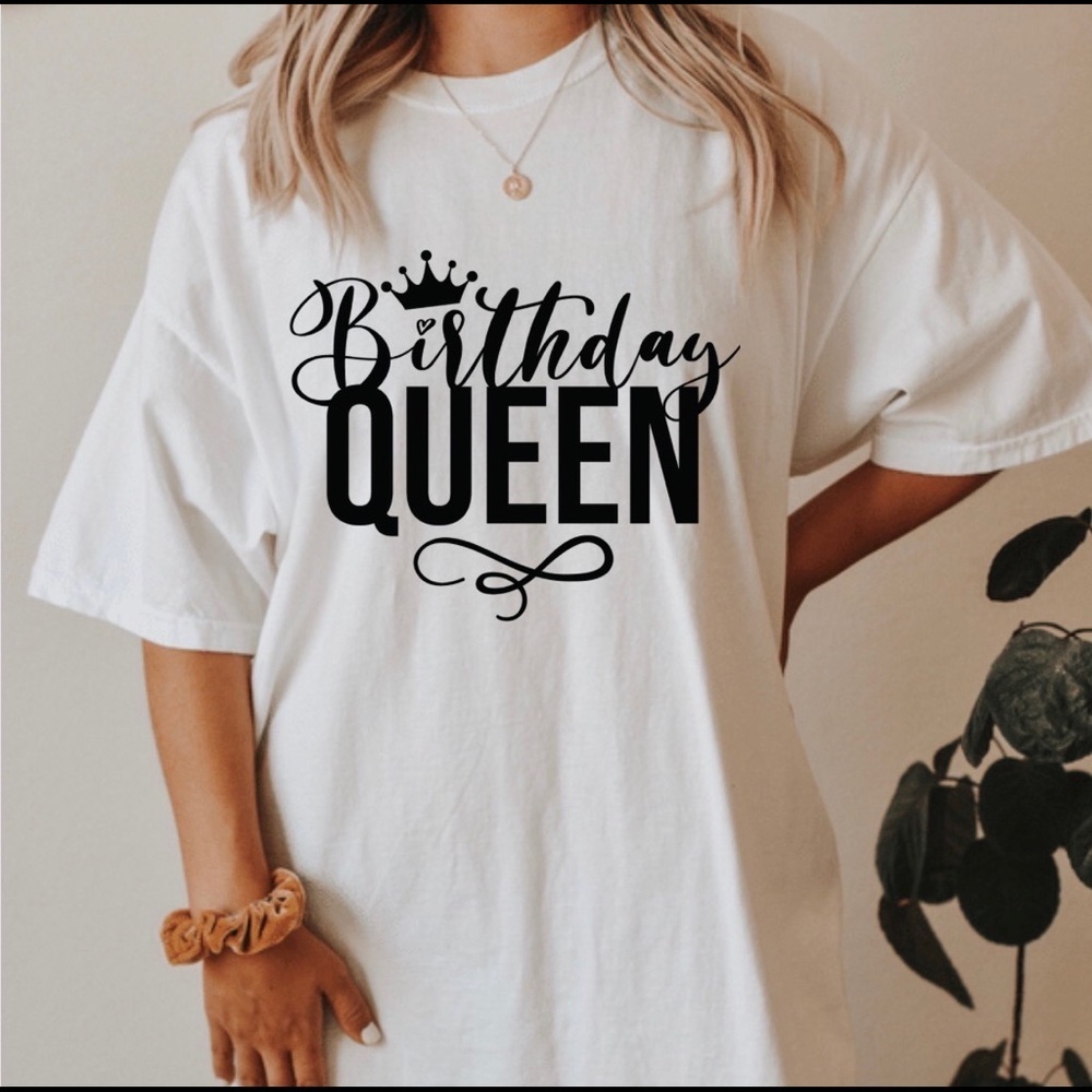 Birthday Queen Crew Neck Short Sleeve Tee Shirt